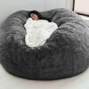 YHNMK Large Bean Bag Chair Cover 5FT6TF7FT Soft Memory Bean Bag Chair with Microsuede Cover Furniture and Accessories for Dorm Room No Filler Bea