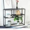 Home Sofa Tables Narrow End Table with Decorative Shelf 80cm Metal Long Table Living Room Hotel Office Console Tables Multilayer Storage Shelf Un