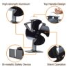 Wood Stove Fan Log Burner Fan Woodburner Fireplace Fan Fire Fan for Wood Burning Stove Top Heat Powered Eco Friendly