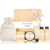 Spa Luxetique Spa Gift Set Bath Sets for Women Gifts 6pcs Vanilla Bath Gift Set Travel Gift Box with Hand Cream Body Lotion Shower Gel Bubble Bat
