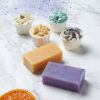 Hand Made Relaxation Pampering Wellbeing Gift Set  4 Relaxation Bath Melts Dead Sea Bath Salts  LavenderPatchouli Soy Wax Glass Candle  Wild Hone