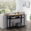 Industrial Console Sofa Table with Storage Shelves 3 Tier EntrywayHallway Table with Metal Frame 39 Inch Long Narrow Foyer Table for Living Room