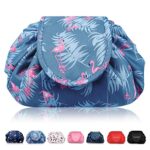 Lazy Drawstring Make up Bag Portable Large Travel Cosmetic Bag Pouch Travel Makeup Pouch Storage Organiser for Women Girl Flamingo