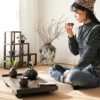 End Tables Foldable Coffee TableRetro coffee table coffee tablelow table country tatami table used in living room bedroom Color  Brown Size  50x3
