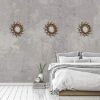 HomeZone Metallic Sunburst Round Wall Mirrors with Distressed Bronze Effect Modern, Lightweight Medieval Gold Steel Aztec Wall Mounted Mirror Set