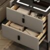 BAUBUY Smart Led Nightstand with 23 Drawers UsbWireless Charging Port and Fingerprint Lock Bluetooth Speaker Small Side Table for Bedroom Living