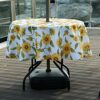 BTSKY 60 Patio Outdoor Umbrella Tablecloth with Zipper and Umbrella Hole, Water and Stain Resistant Round tablecloth, Sunflower