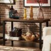 Solid Wood Console Table Narrow Long Table Retro Sofa Table with 2 Shelves Entrance Storage Tables for Living Room Kitchen HallwaySize60  30  80C