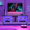 Bestier TV Stand Cabinet Entertainment Centre Gaming TV Stand for 160CM TV with LED Light Modern TV Media Console with Glass Shelves