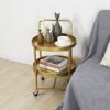 GFHLP Removable Small Coffee Table Round Belt Wheel Sofa Side Light Living Room Corner Bedroom Bedside Creative Table