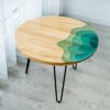 HANSHAN Side Tables Side Table Solid Wood Round Table Coffee Table 3 Legs Metal Bracket Sofa Living Room Balcony Snack Table Leisure Table 23.6x1