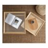 NIZAME Solid Wood Coffee Table Japanese Style Square Combination Glass Closed Edge Design Double Storage Mortise and Tenon Construction Modern Li