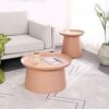 GFHLP Tea Table Round Coffee Table Modern Small Apartment Bay Window Balcony Table Combination Living Room Side Table Color  White Size  46  50cm