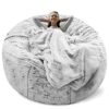 Cookit Bean Bag Chair CoverCover OnlyNo Filler Chair Cushion Big Round Soft Fluffy PV Velvet Washable Lazy Sofa Bed Cover Living Room bedroom Fur