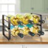 mDesign Set of 2 Wine Rack – Stackable Metal Wine Shelf for up to 3 Bottles – Convenient Shelf for Wine Bottles and More – Bronze