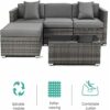 DLOETT Rattan Garden Furniture Set 5 Set Patio Sofa Set Wicker Weave Outdoor Furniture Set with Glass Table Cushion Pillows
