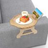 POHOVE Sofa Armrest Clip Tray Table Clip On Tray Sofa Table for Wide Couches Couch Arm Tray Table Wooden Sofa Arm Tray Table with Phone Holder fo