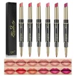 Skynest 6Pcs Lip Liner and Lipstick Set 2 in 1 Makeup Set Double Head Matte Mat Lipstick  Lip Liner Dark Red Lipstick Matte Gift Kit 1
