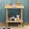 Wood Small CoffeeTable 2 Tiers LivingRoom End Table Modern Industrial Nightstands Round Sofa Side Desk Suitable for LivingroomBedroom Size  50505