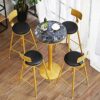Bar Round Table Marble Highleg Table Bistro Cocktail Table with Golden Legs Sturdy Metal Frame Suitable for Living Room Coffee Shop Easy to Assem
