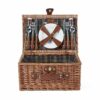Tower Coast & Country CC879021 Heritage 4 Person Wicker Picnic Basket with Ceramic Plates, Cutlery Sets, Plastic Wine Glasses, Bottle Opener, Bro