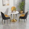 KST Coffee Table Modern Round Marble Decoration Table Golden Metal Frame Easy to Clean Living Room Balcony Home  Office White 7075cm
