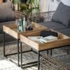 Round Coffee Table Coffee Table Rustic Wood Square Coffee Table for Living Room Side Table with Strong Metal Frame for Living Room Dining Room Co