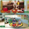 AOSEE Foldable Toy Storage Basket with Play Mat, Children Toy Organizer with Anti Dust Lid, Portable Cartoon Drawstring Toy Storage Bucket, Quick