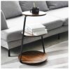 Cutfouwe Round Side Table Wood And Metal Industrial Design Coffee Table 3 Levels Bedside Table Sofa TableH61cm