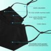 6 Pack Black Cotton Face MasksFace Masks WashableReusable Face MaskFace Covering3Layers Breathable Cloth Face Masks With Adjustable Ear Loops For