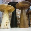 Mushroom Round Side End Table Bespoke Wooden Coffee Table 35 cm Diameter 35 Black