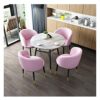 DZFURNIT Office Table and Chair Set Business Coffee Table Table and Chair Combination Restaurant Soild Wooden Round Table 80cm Office Conference