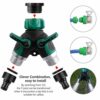 Aiglam Garden Hose Splitter, 2 Way Garden Hose Connector Water Taps Distributor 2 Way Tap Manifold with Regulable and Lockable Rubberized Grip