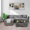 DLOETT Rattan Garden Furniture Set 5 Set Patio Sofa Set Wicker Weave Outdoor Furniture Set with Glass Table Cushion Pillows
