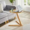 Round Coffee Table Low Table Sturdy Wooden End Table Vintage Bedside Table with VShaped Foot Sofa Side Table for Living Room Bedroom and Small Sp