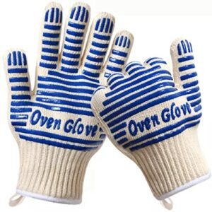 Oven Glove EN407 Certified 932 °F Oven Gloves Kitchen Microwave Heat Resistant Oven Gloves Five Finger Non-Slip Silicone Oven Gloves for Handling