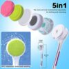Electric Body Brush with 5 Attachments SoulBay Rechargeable IPX7 Waterproof Shower Spin Scrubber Back Bath Exfoliating Brush Set with Long Handle