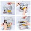 FIYUK Clear Cosmetic Bag Dual Layer Travel Toiletry Bags Make up Organizer Waterproof Brushes Holder