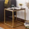 ASPECT Regis Side End Table/Nightstand (Walnut/Gold, 45x45x46(H) cm), Metal