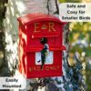 Wrenbury Postbox Birdhouse - Traditional Red Letter Box Bird House - UV Resistant Durable Resin Bird Box - Bird Nesting Box for Smaller Birds inc