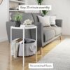 Nathan James Round Modern Side Accent or End Table for Living Bedroom and Nursery Room Engineered Wood Metal Marble Paper or Polyester Fabric Whi