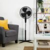 Zanussi 16" Inch, Lightweight, Pedestal Fan, 3 Speeds, Wide-Angled Oscillation, Powerful Airflow, Adjustable Height, Black - ZNPPF1621B