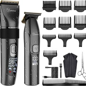 Hatteker Professional Hair Clippers and T-Blade Trimmer Kit for Men Cordless Beard Barber Clipper Hair Cutting Kit Haircut Grooming Kit IPX7 Wate