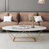End Tables Modern Marble End Table Oval Sofa Side Table for Small Apartment Living Room Bedside Coffee Table Easy Assembly Size  1005045cm