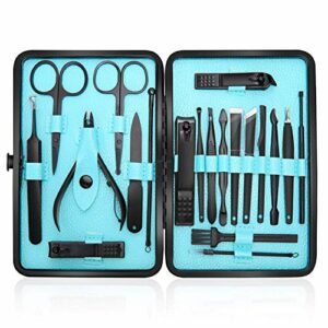 Manicure Set Nail Clippers Kit Pedicure Tools20 Pcs Stainless Steel Men Grooming Kit for Travel or Home BlackBlue