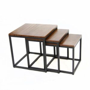 Jcnfaside table Set Of 3 Stacking Nesting Coffee Table End Side Tables Set Living Room Sofa Snack TableBrownblack Color  Brown Size  3 tables