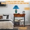 ORGXpert Lift Top End Table with Charging Station Mobilizable Narrow Side Table with Storage Shelf and USB Ports  Power Outlets Vintage Nightstan