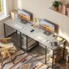 Bestier L Shaped Desk with Shelves Reversible Corner Desk 220CM Industrial Long Table Stable Desk L Shape Computer Workstation with 3 Cable Holes