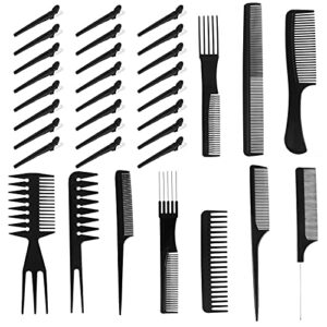 Haisheng 10Pcs Tail Combs Set Professional Hairdressing Comb Set Black Hair Styling Comb Set Professional Cutting Comb Barbers Salon Combs with 2
