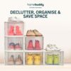 HomeBuddy Shoe Organizer Box - 6 Pack Shoe Box, Stackable Sneaker Storage, Sturdy Shoe Containers with Back Ventilation, Clear Shoe Boxes - Bambo